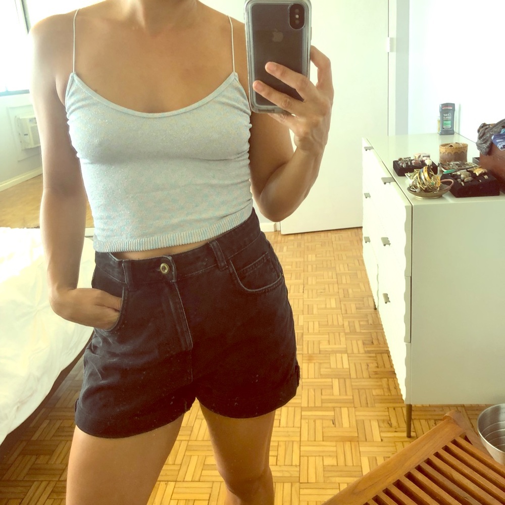 Free peoples shiny white unicorn layer crop